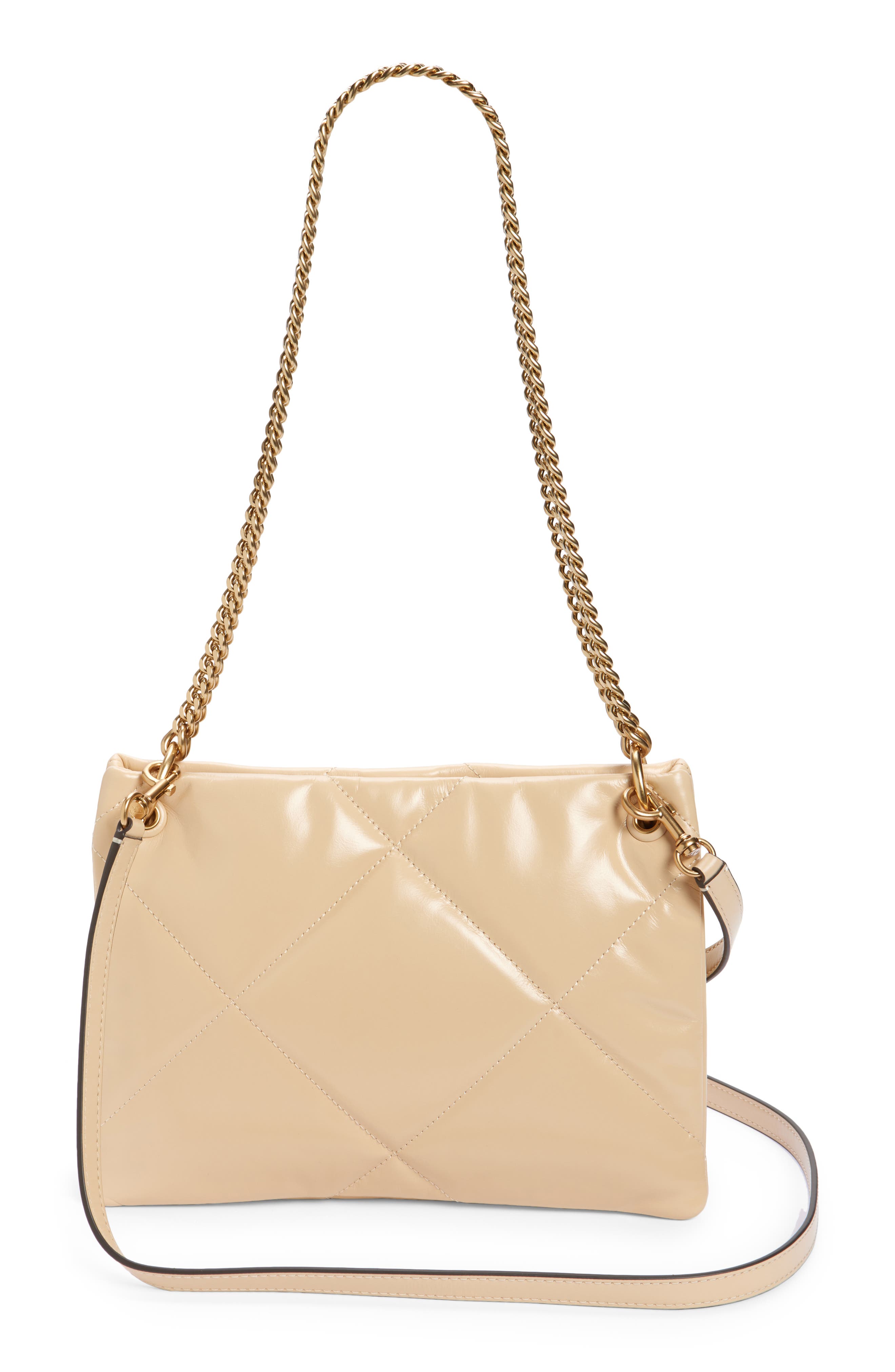 Tory Burch Small Kira Diamond Quilted Leather Shoulder Bag, Alternate, color, Vanilla Soft Serve