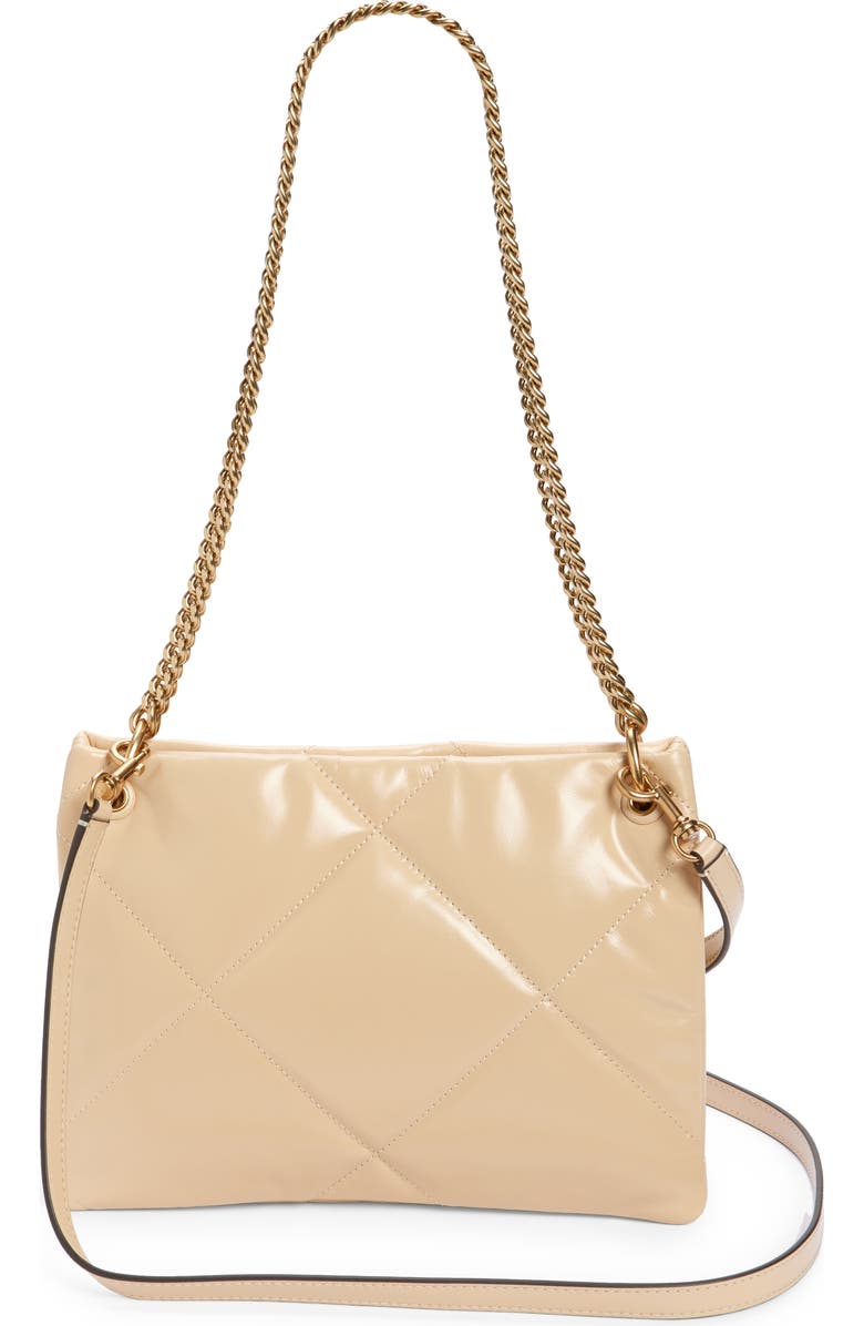 Tory Burch Small Kira Diamond Quilted Leather Shoulder Bag, Alternate, color, Vanilla Soft Serve