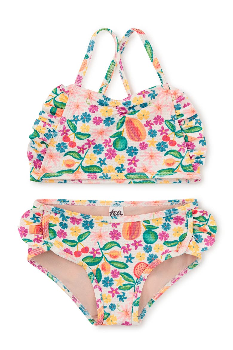 Ruffle Two-Piece Swim Set, Main, color, Tropical Fruit Floral