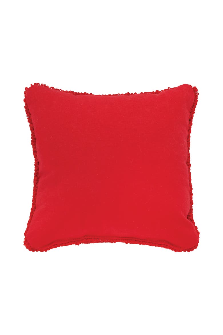 Winter Christmas Black Dog with Scarf Silhouette Mini Hooked Accent Pillow 8" x 8", Alternate, color, Red