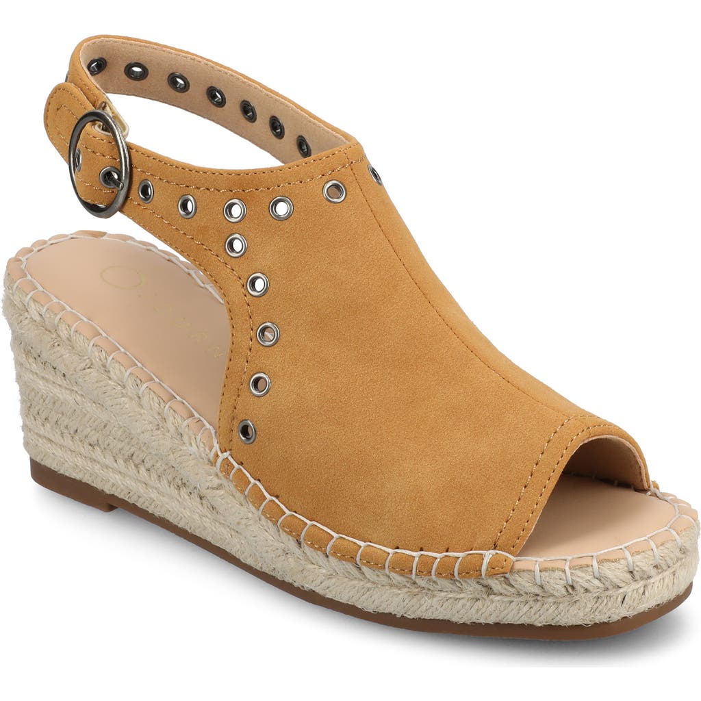 Journee Collection Crisie Espadrille Wedge Sandal In Cognac