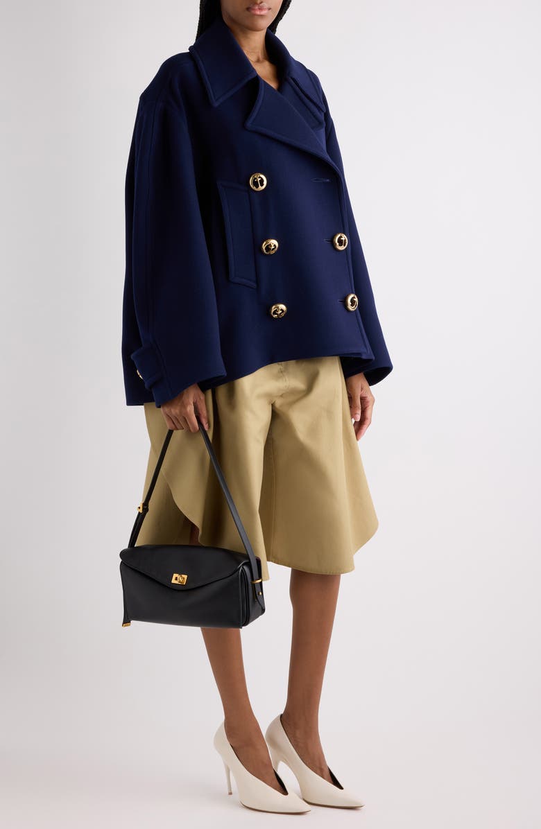 Balenciaga Tulip Pleated Bermuda Shorts, Alternate, color, 2602 Camel