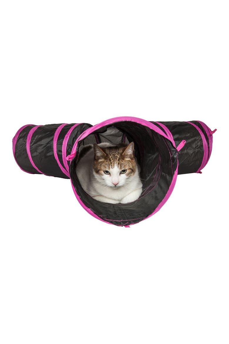 3-Way Kitting-Go-Seek Cat Tunnel, Alternate, color, PINK/ BLACK