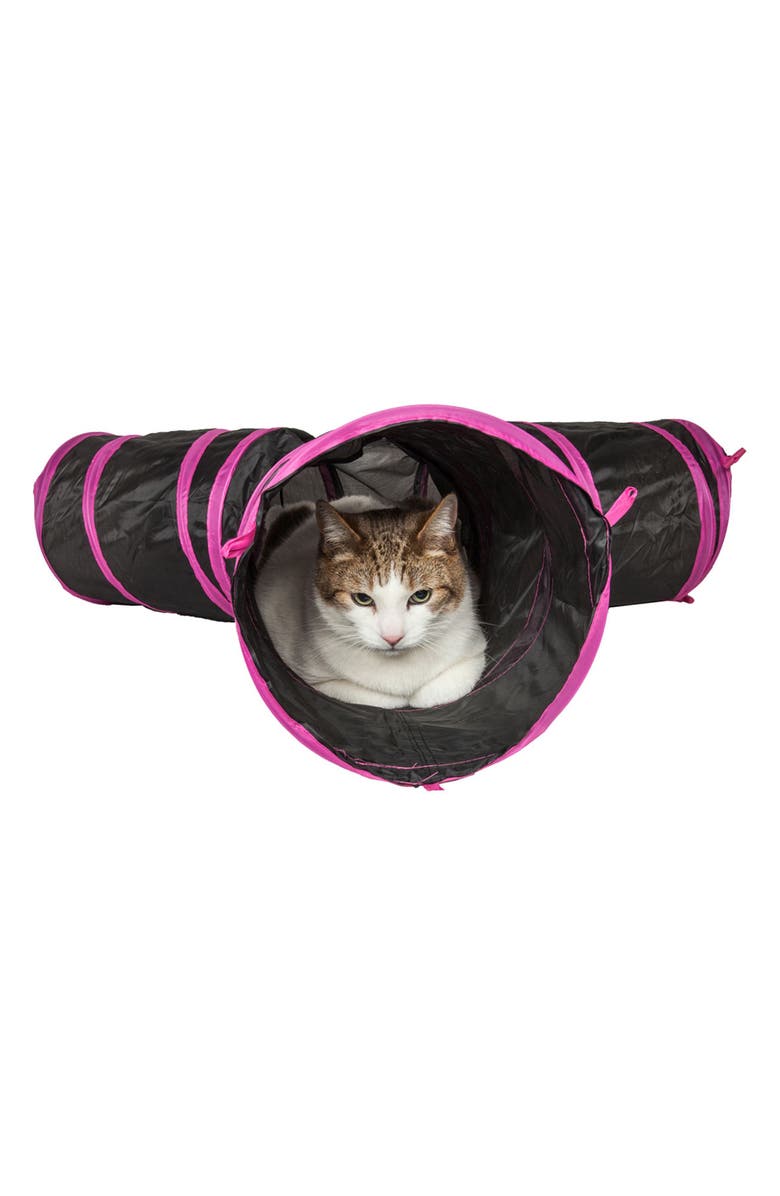PET LIFE 3-Way Kitting-Go-Seek Cat Tunnel, Alternate, color, Pink/ Black