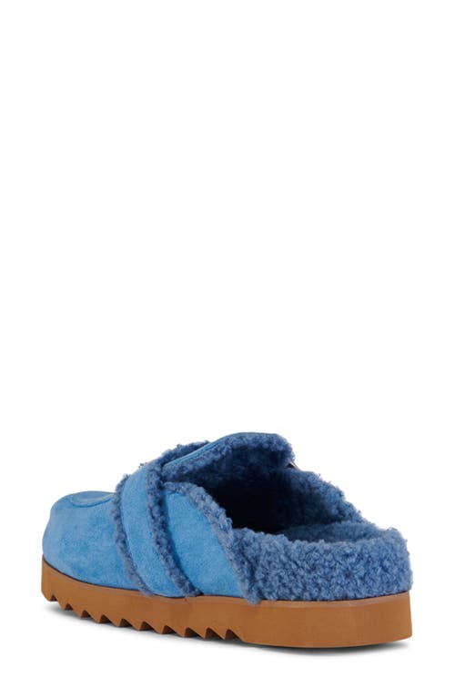 Azalea Wang Simah Faux Shearling Lined Mule In Blue