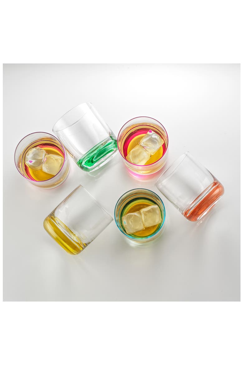 Hue Colored Double Old Fashion Glass - Set of 6, Alternate, color, MULTI