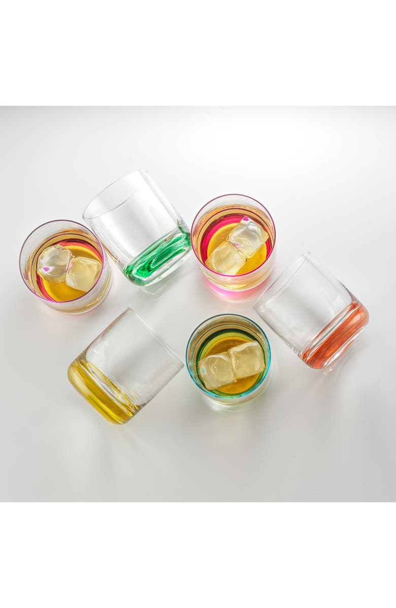 JoyJolt Hue Colored Double Old Fashion Glass - Set of 6, Alternate, color, Multi
