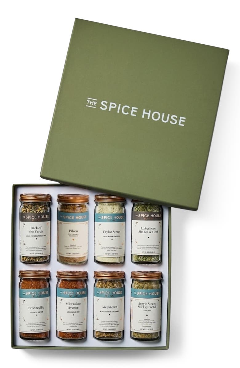 THE SPICE HOUSE Chicago Heritage Deluxe 8-Piece Spice Collection, Main, color, Green