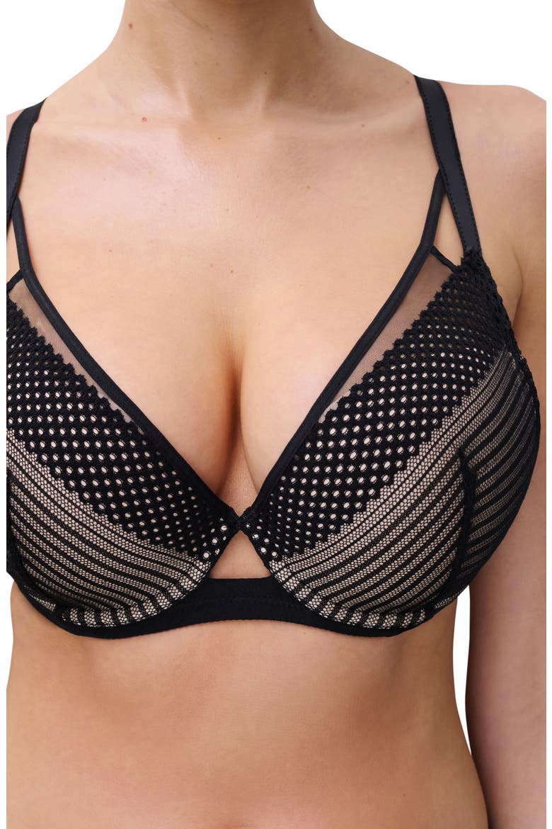 Plunge Contour Underwire Bra, Alternate, color, BLACK