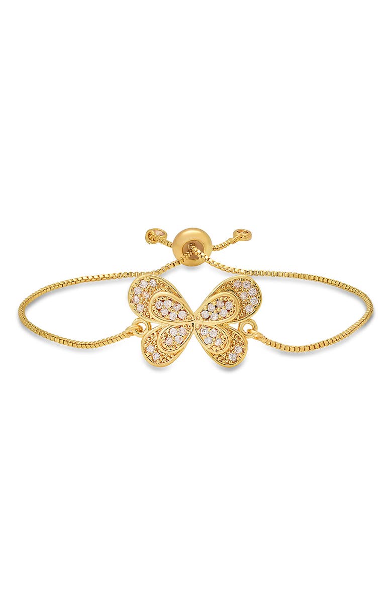 HMY JEWELRY Pavé CZ Butterfly Slide Bracelet, Main, color, Gold