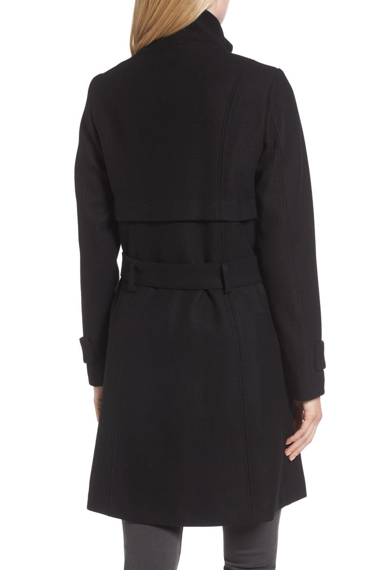 Flange Belted Coat, Alternate, color, BLACK
