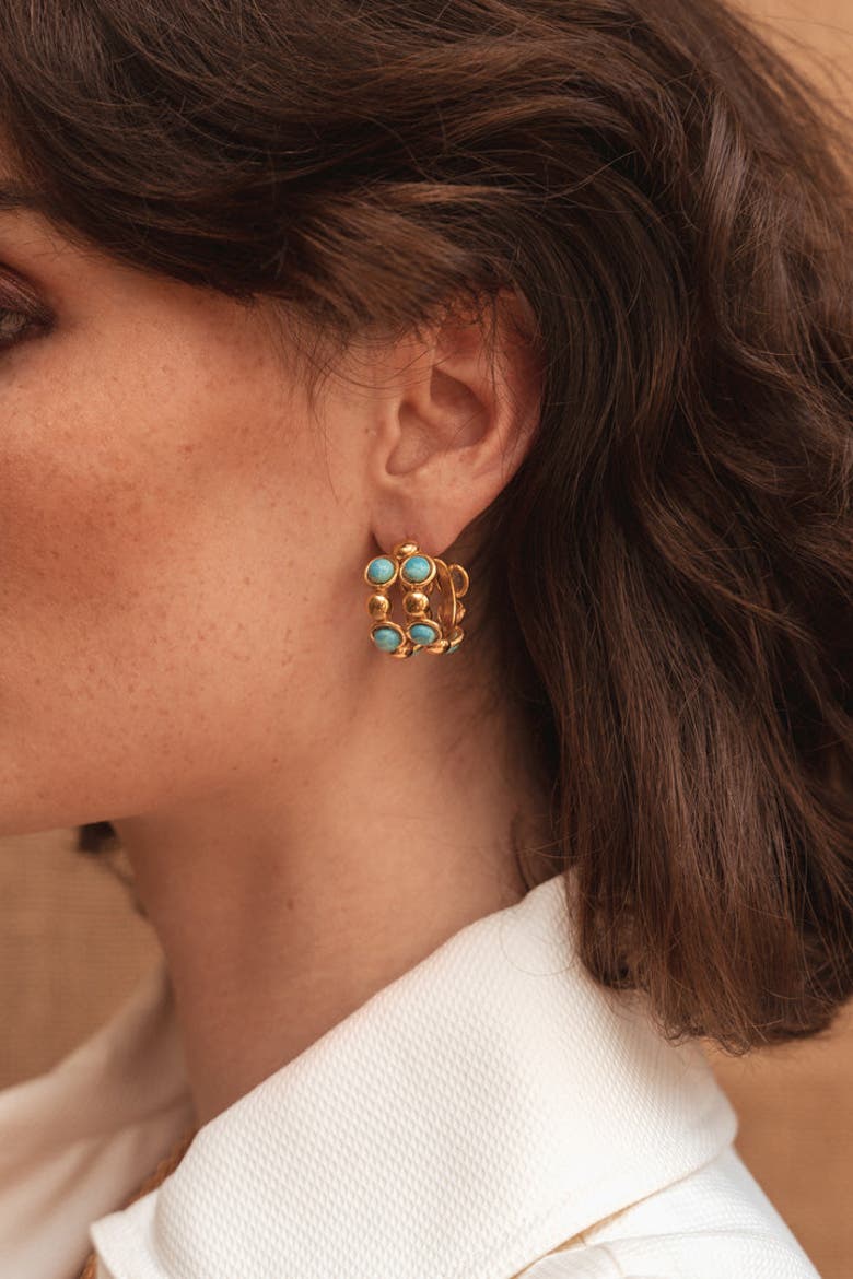Mni Creole Double Earrings, Alternate, color, LARIMAR