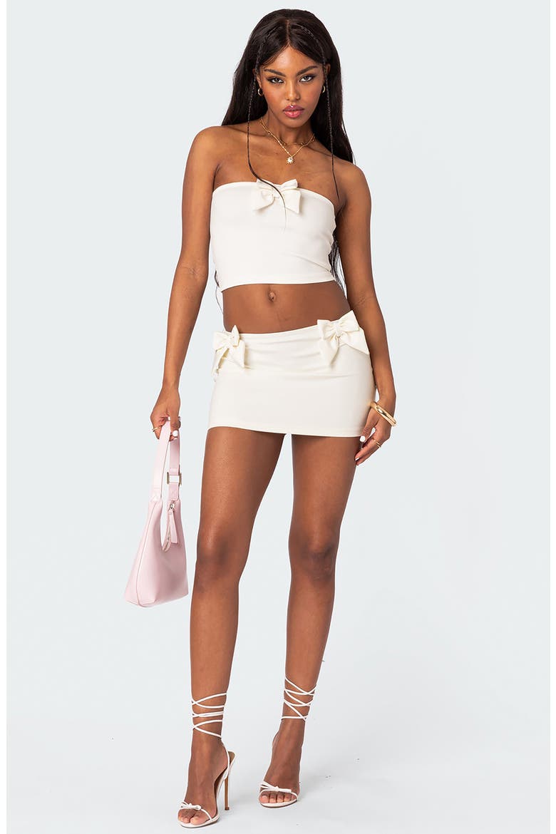 Gabriella Bow Crop Tube Top, Alternate, color, WHITE