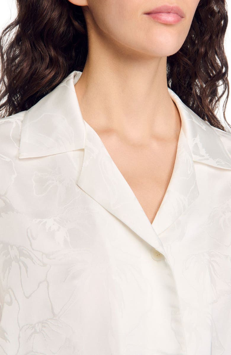 SANDRO Cropped shirt with jacquard flowers, Alternate, color, 