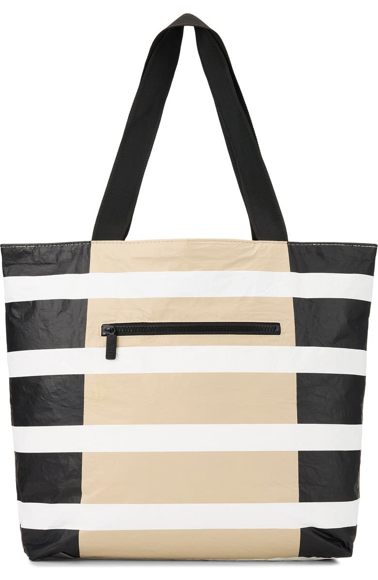 Aloha Collection Day Tripper Sporty Stripe Water Resistant Tote, Alternate, color, Black/ Latte
