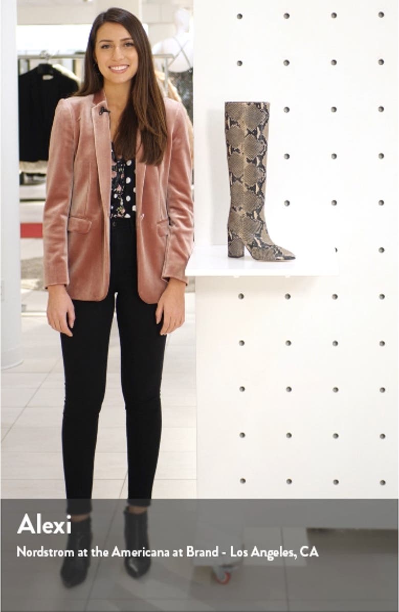 Python Embossed Knee High Boots, sales video thumbnail