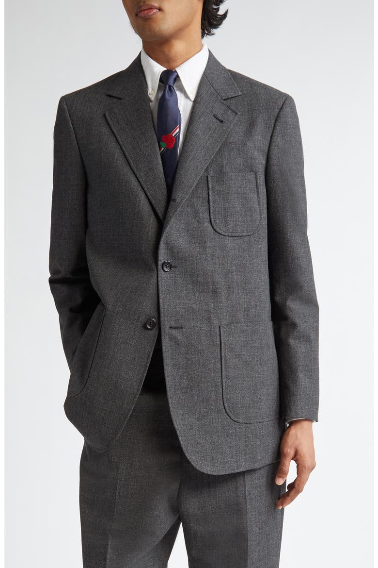 Unstructured Virgin Wool Hopsack Sport Coat, Main, color, DARK GREY