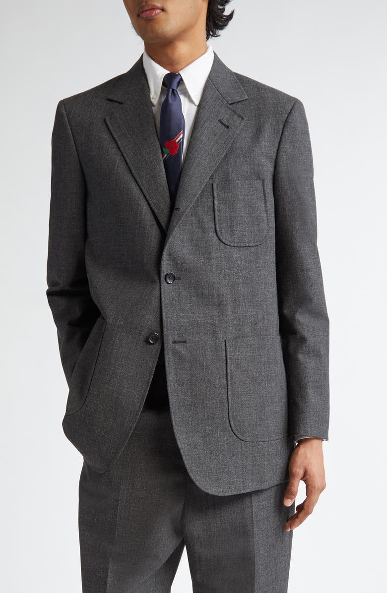 Thom Browne Unstructured Virgin Wool Hopsack Sport Coat, Main, color, Dark Grey