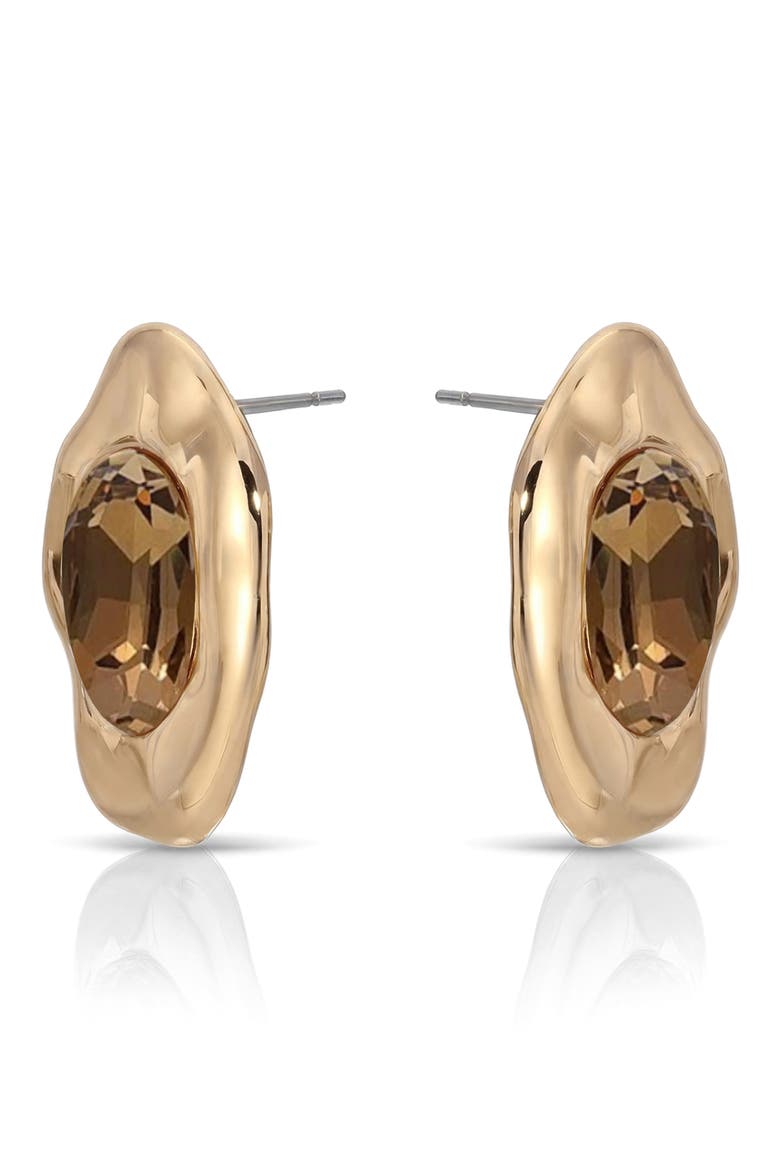 Molten Glow Crystal Stud Earrings, Alternate, color, SMOKEY QUARTZ