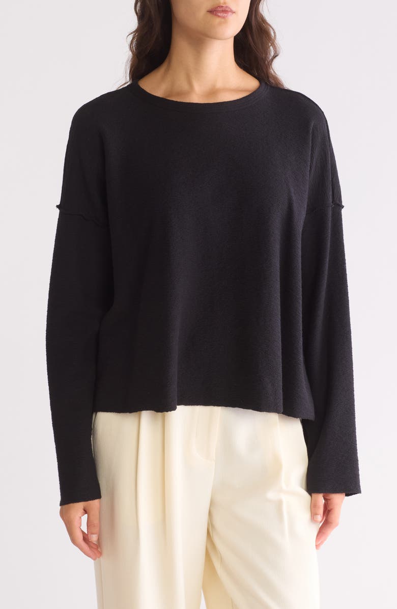 Eileen Fisher Long Sleeve Boxy Organic Cotton Top, Main, color, 