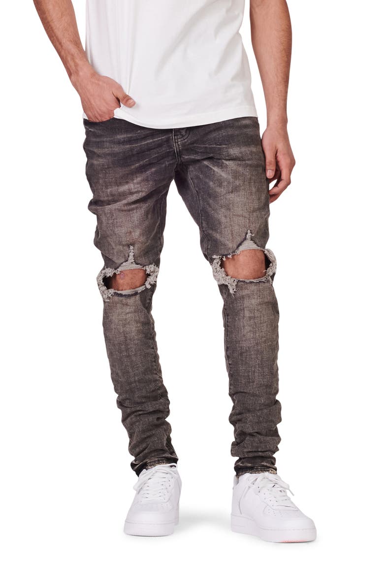 Ripped Stretch Skinny Jeans, Main, color, GREY DIRTY BLOWOUT