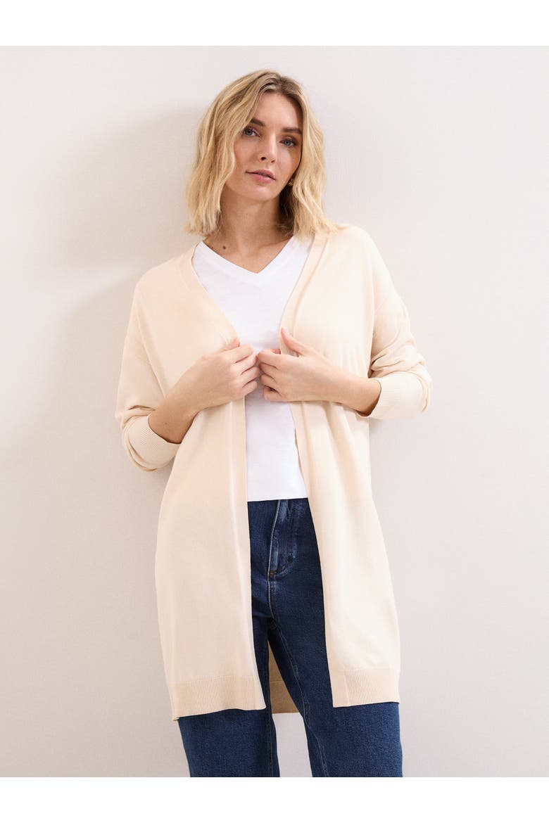 Sabrina Longline Open Front Cardigan, Main, color, Ivory