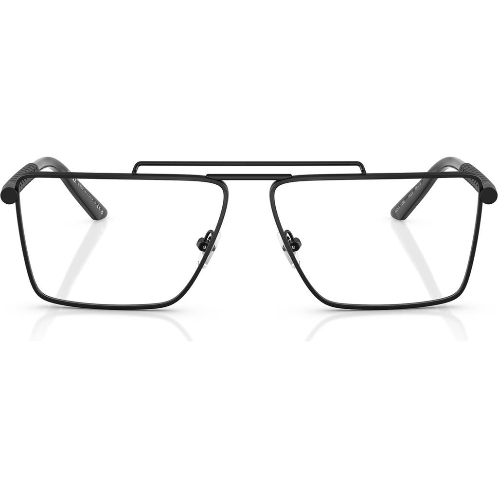 Versace 57mm Rectangular Optical Glasses In Matte Black