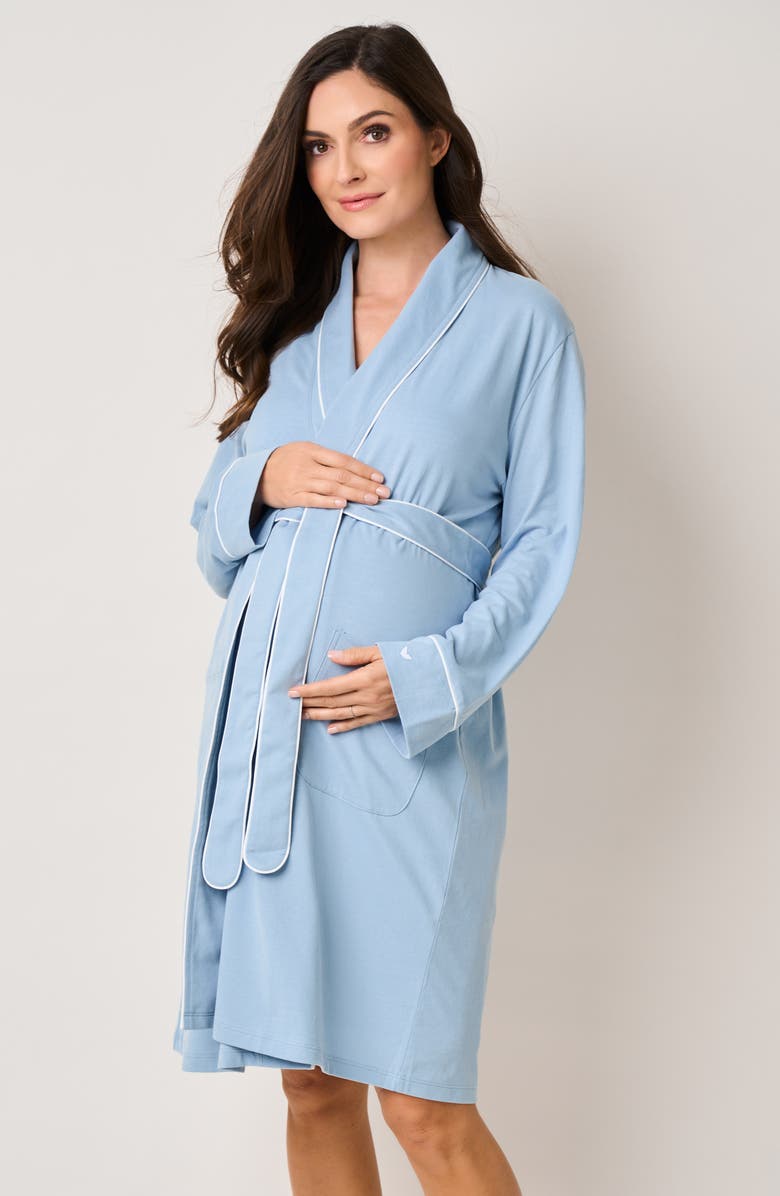 Petite Plume The Hospital Stay Luxe Maternity/Nursing Robe, Nightgown, Baby Blanket & Baby Hat Set, Alternate, color, 
