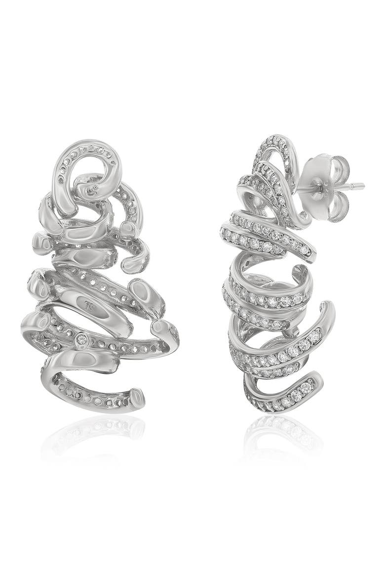 Cubic Zirconia Spiral Drop Earrings, Alternate, color, WHITE