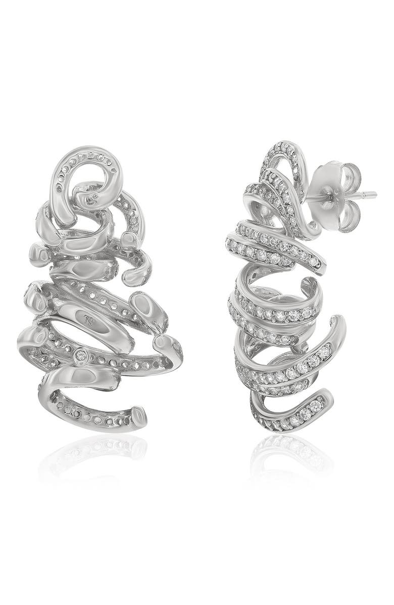 SUZY LEVIAN Cubic Zirconia Spiral Drop Earrings, Alternate, color, White