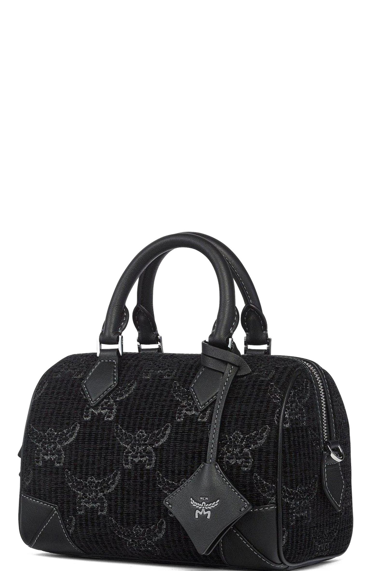 MCM Small Ella Boston Bag in Lauretos Lurex Jacquard, Alternate, color, 