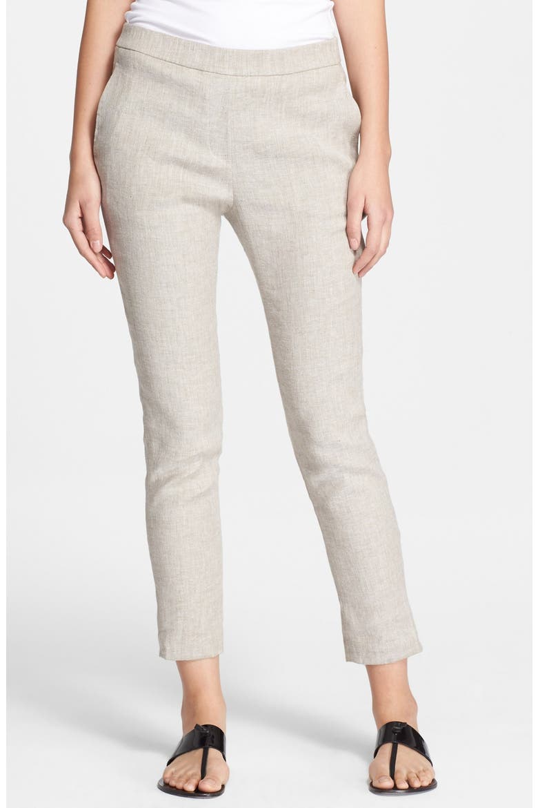 'Thaniel' Linen Blend Crop Pants, Main, color, FAWN HEATHER