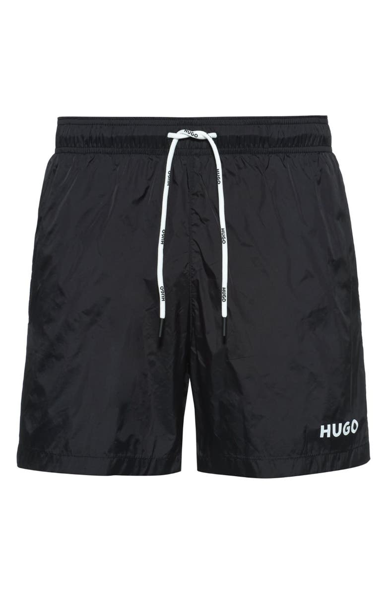 BOSS Haiti Recycled Polyamide Swim Trunks, Alternate, color, Black