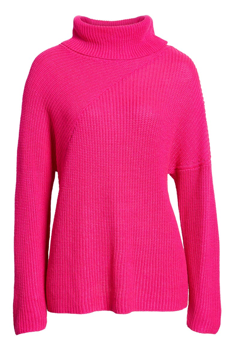 Stitch Interest Turtleneck Sweater, Alternate, color, PINK CYCLAMEN