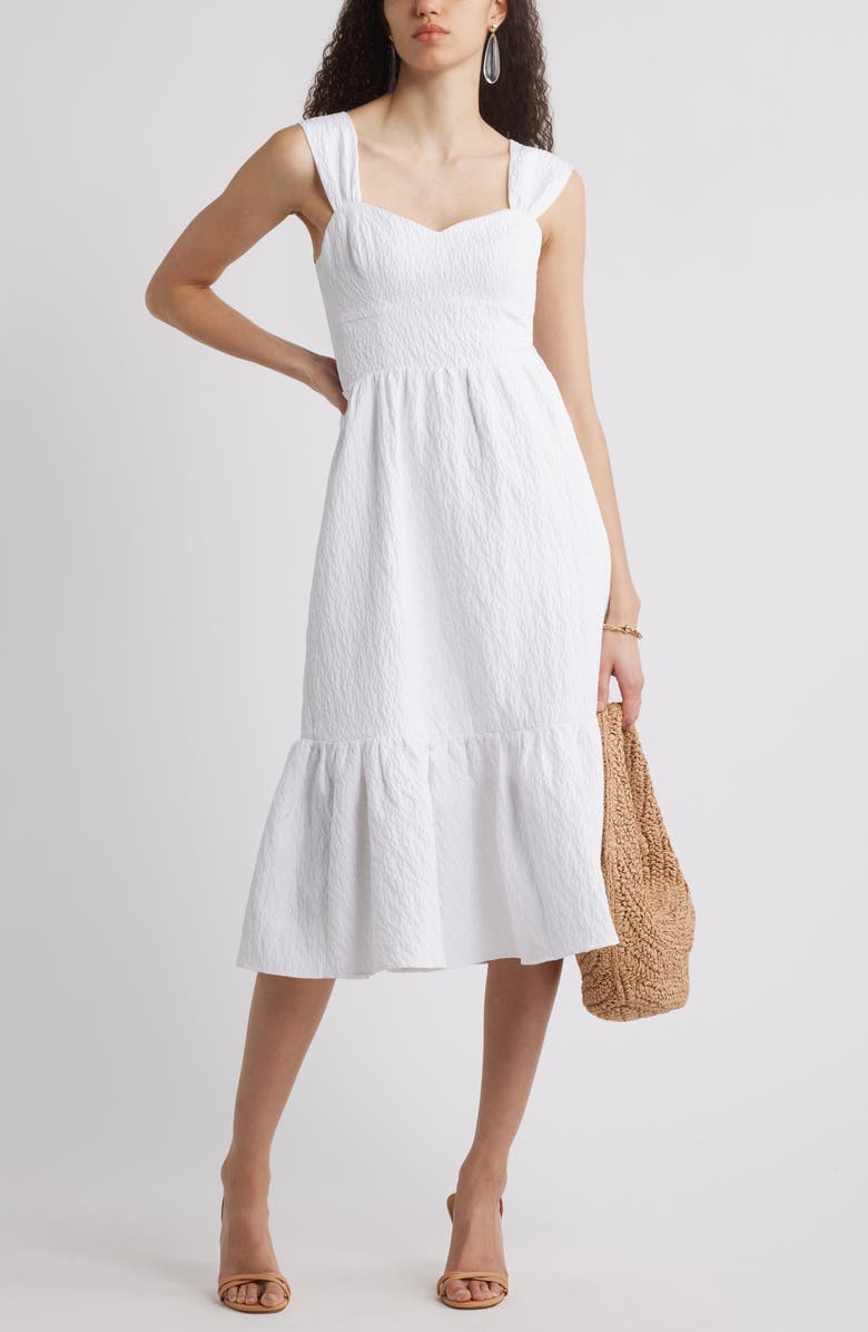 Chelsea28 Sweetheart Jacquard Midi Dress, Alternate, color, White