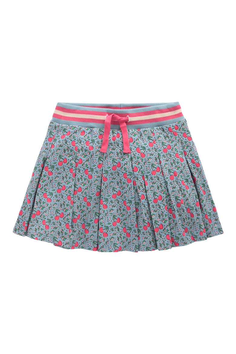 Kids' Pleated Cotton Jersey Skort, Main, color, BLUE CHERRIES