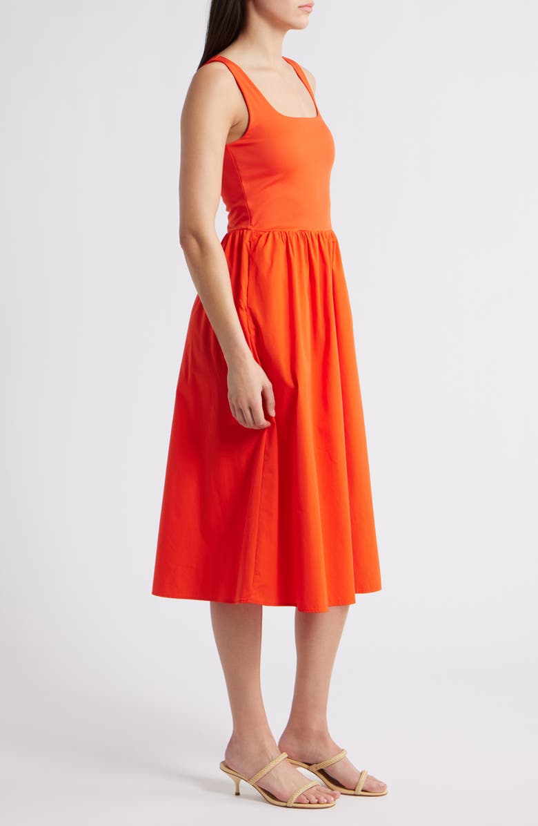 SPANX<sup
®</sup
 SPANXsmooth<sup
™</sup
 Jersey Mixed Media Midi Dress, Alternate, color, Poppy