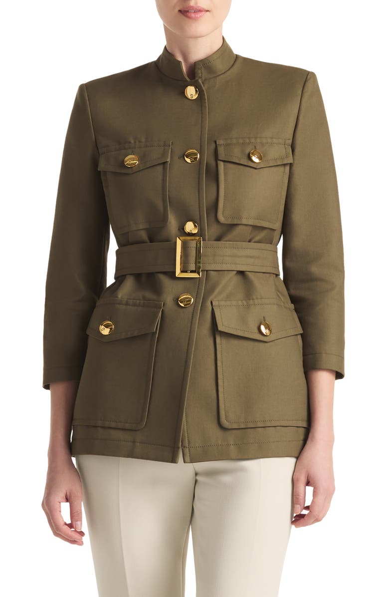 ST. JOHN Belted Compact Gabardine Jacket, Main, color, 