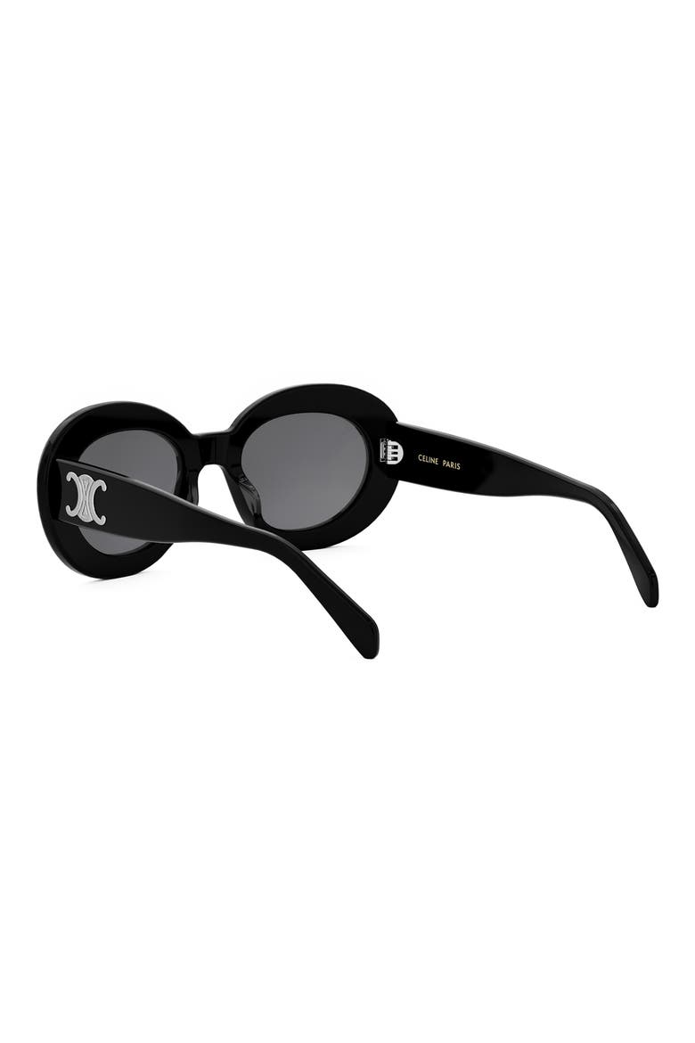 Triomphe 53mm Round Sunglasses, Alternate, color, SHINY BLACK / SMOKE
