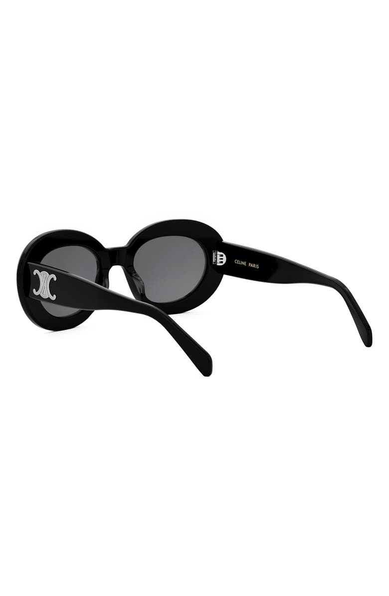 CELINE Triomphe 53mm Round Sunglasses, Alternate, color, Shiny Black / Smoke