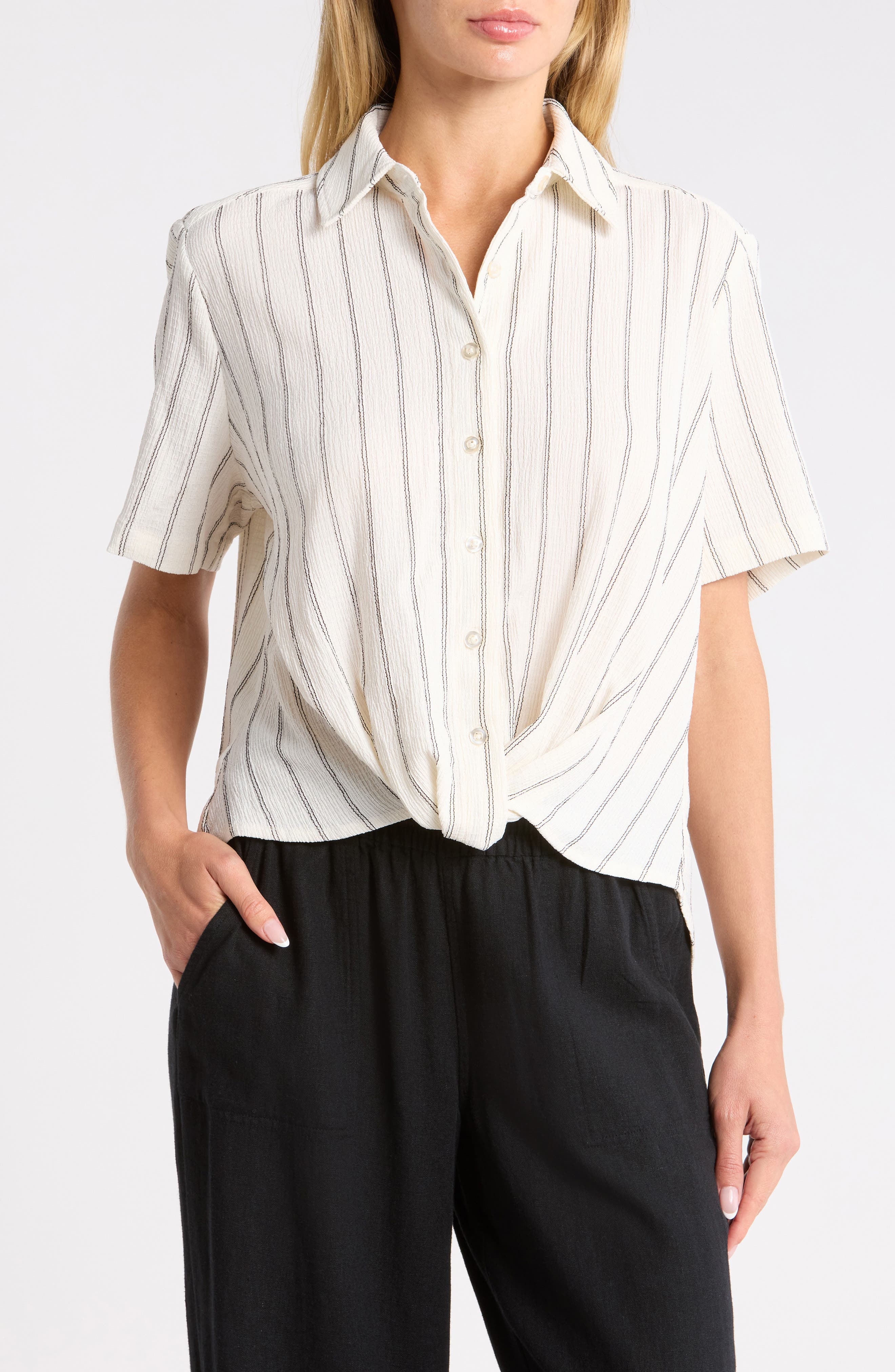 IVORY P- BLACK RITA STRIPE