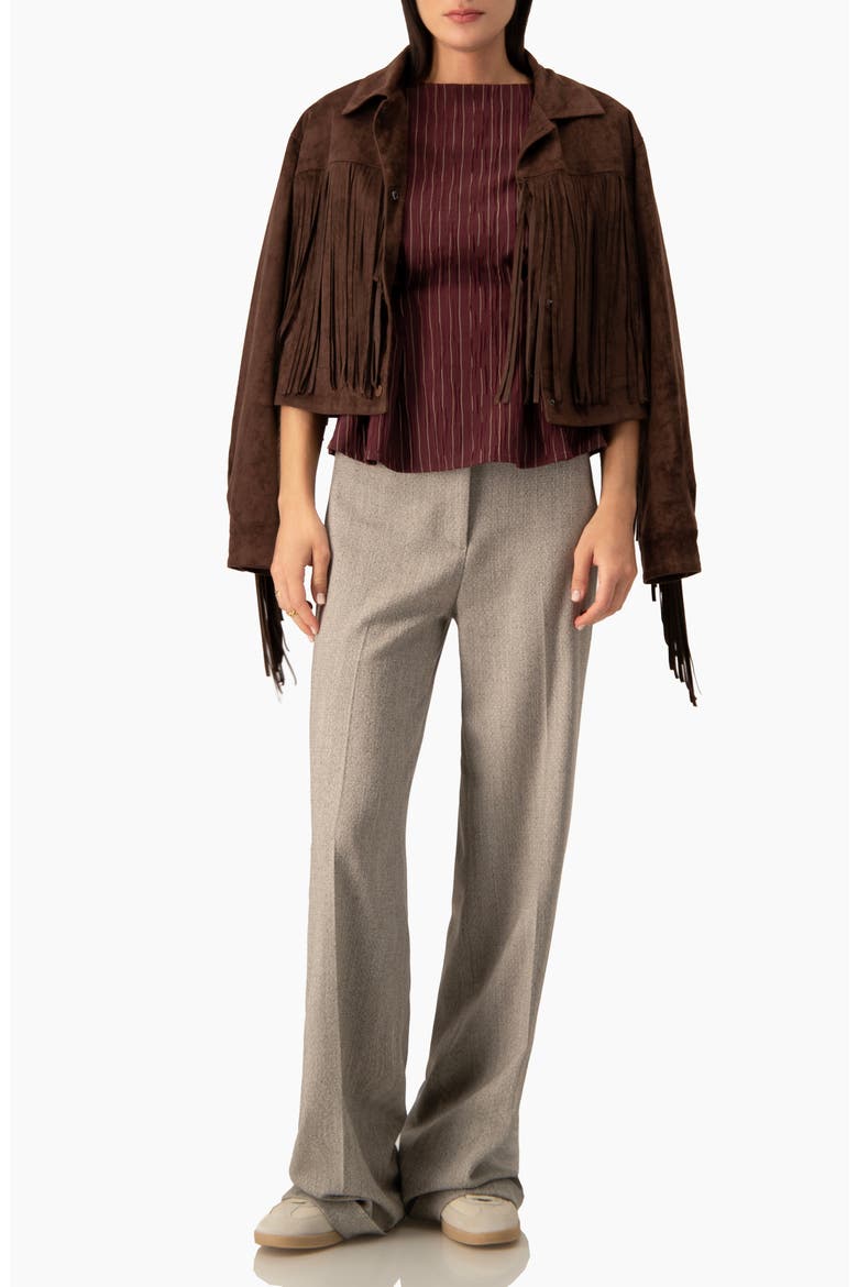 Sleeveless Pinstripe Peplum Blouse, Alternate, color, Wine