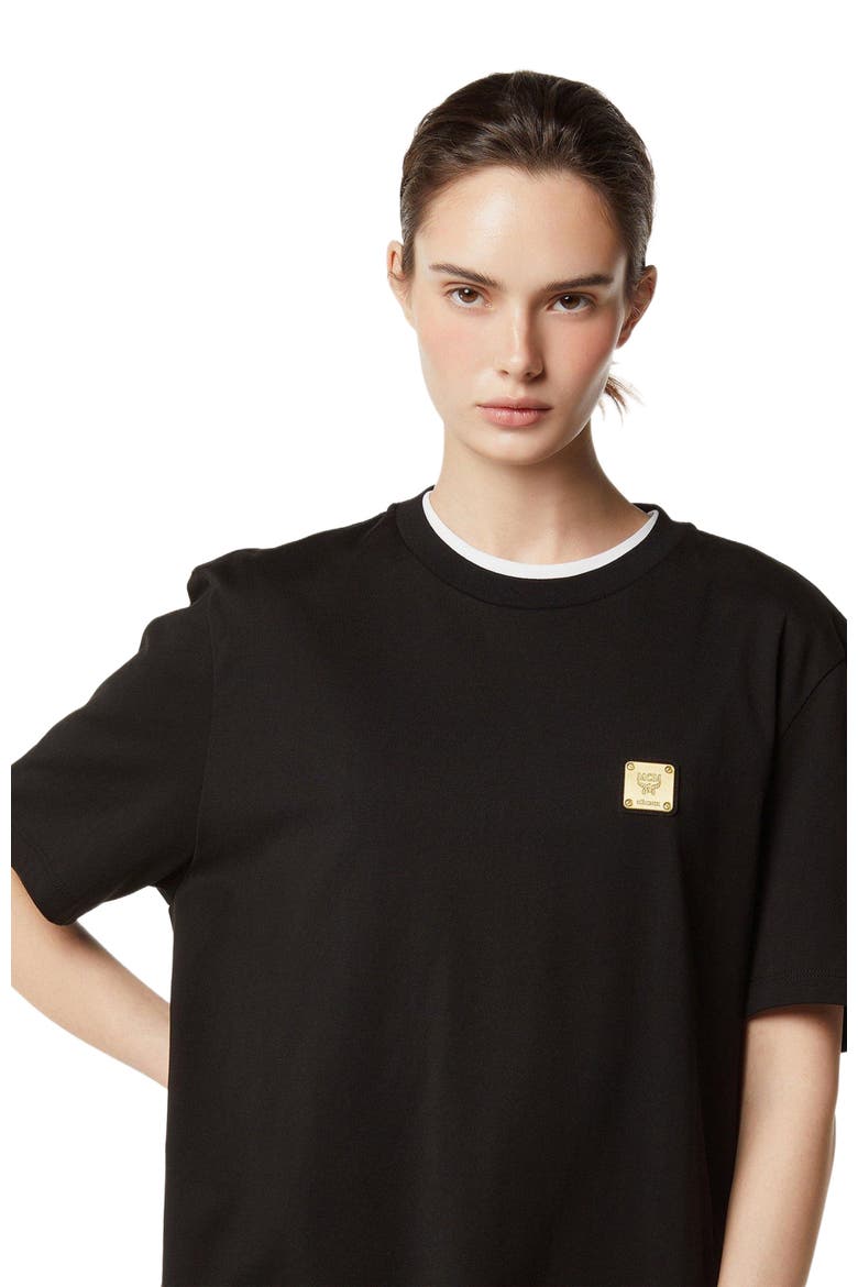 Logo Plate T-Shirt in Organic Cotton, Alternate, color, Black