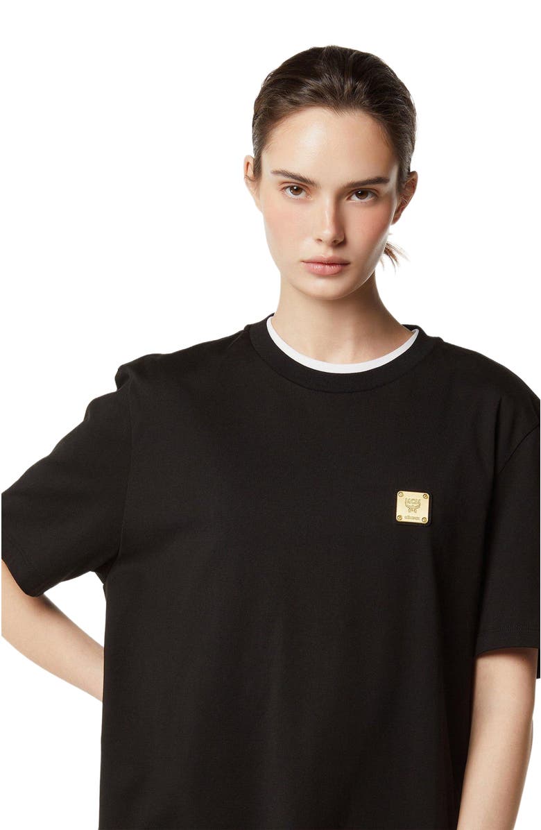 MCM Logo Plate T-Shirt in Organic Cotton, Alternate, color, Black