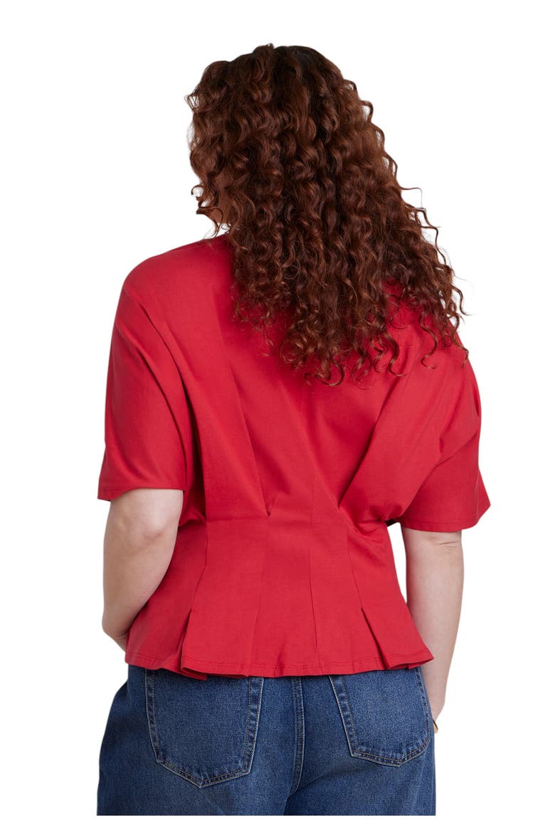 Pleated Cinched Waist Top (plus), Alternate, color, BARBADOS CHERRY