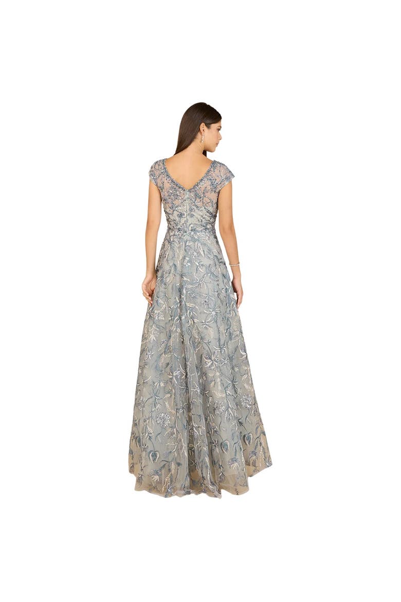 Lace Embellished A-Line Dress, Alternate, color, BlueMulti