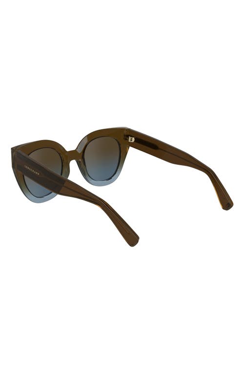 Longchamp Heritage 49mm Small Round Sunglasses In Transparent Gradient Brown/azu