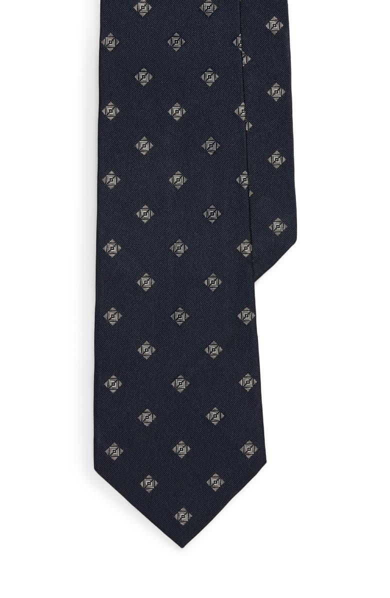 Ralph Lauren Purple Label Standard Diamond Jacquard Silk Tie, Main, color, Navy