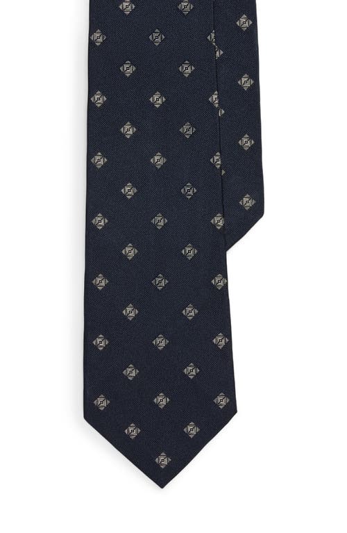Ralph Lauren Purple Label Standard Diamond Jacquard Silk Tie In Blue