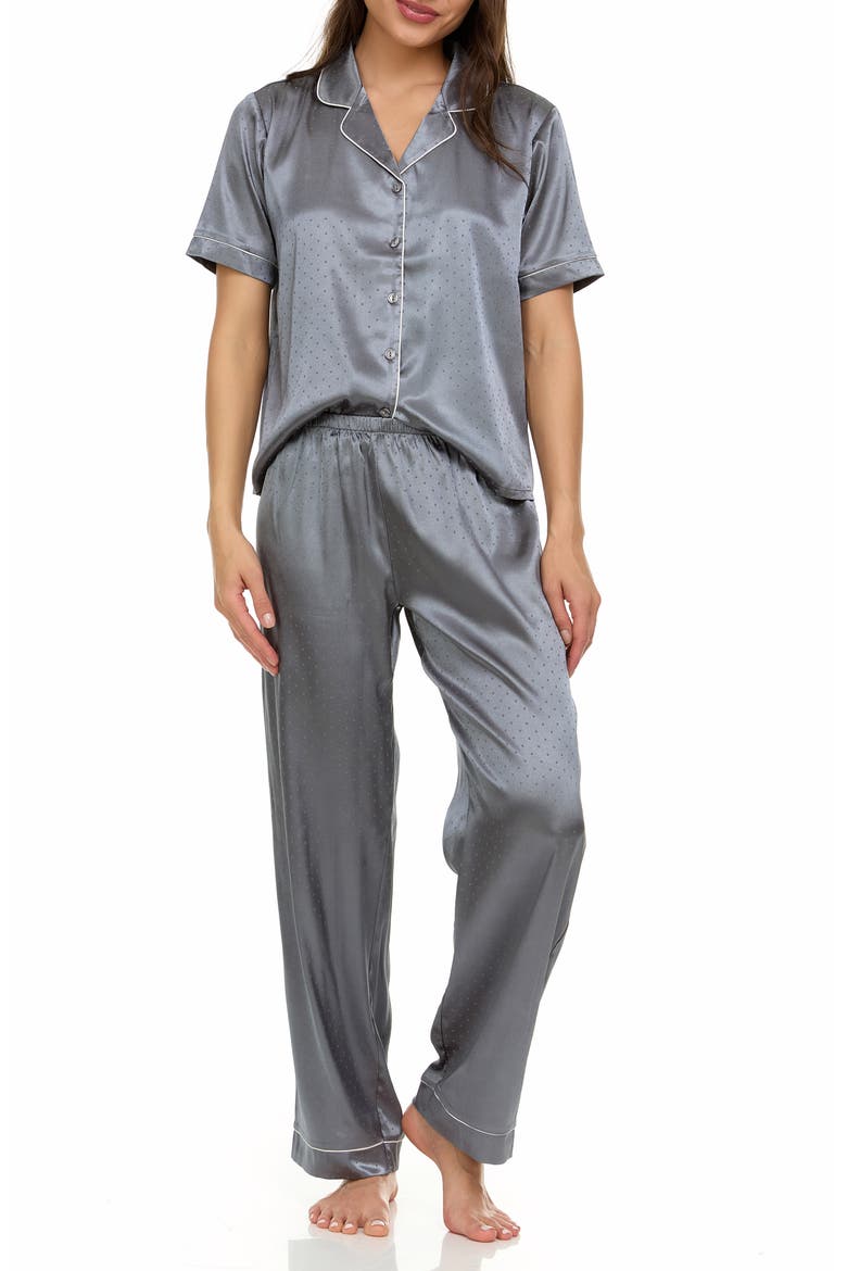 Jamie Jacquard Satin Pajamas, Alternate, color, DARK GRAY